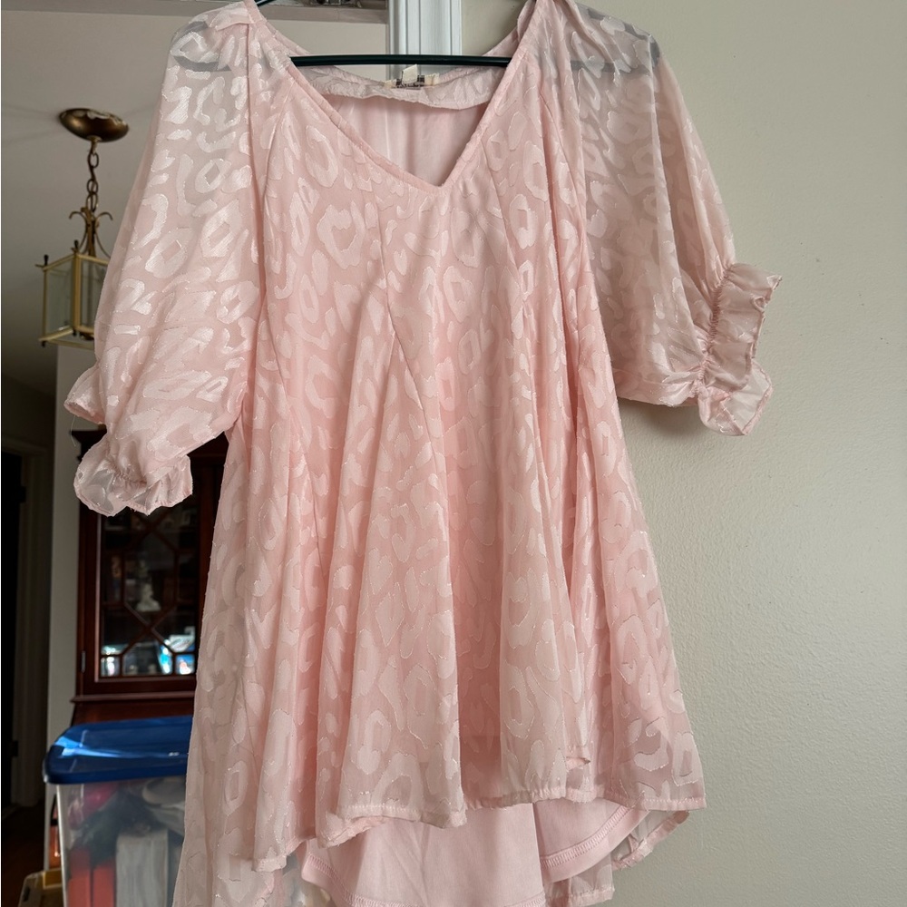 Umgee Light Pink Textured Blouse